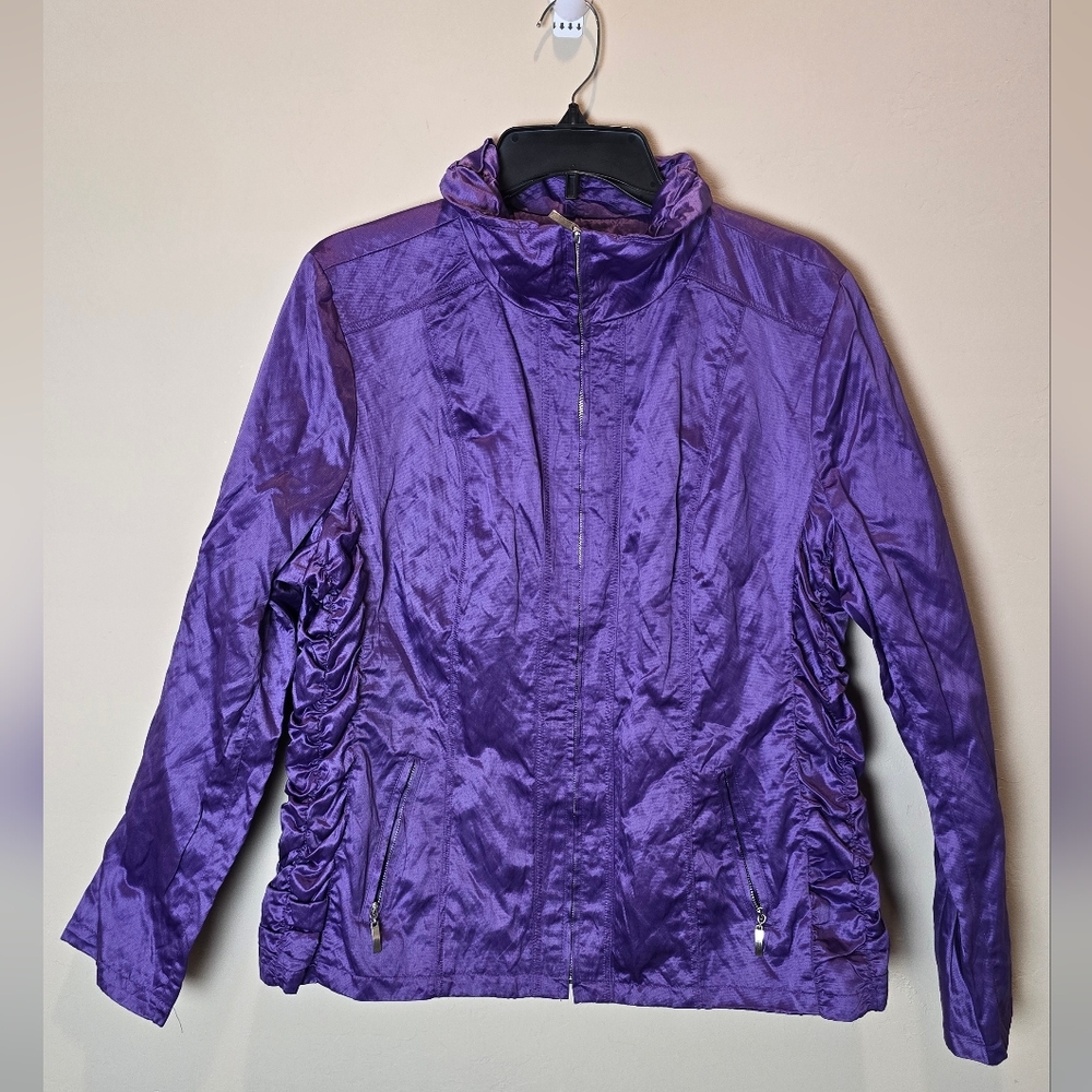 NWOT Laura Ashley Purple Passion Flowers Women's Jacket